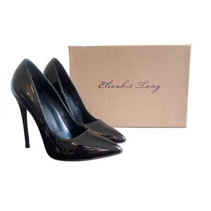 Elisabet Lang Pointed Toe Black Stiletto High Heels, Women's  7 Sexy New in box